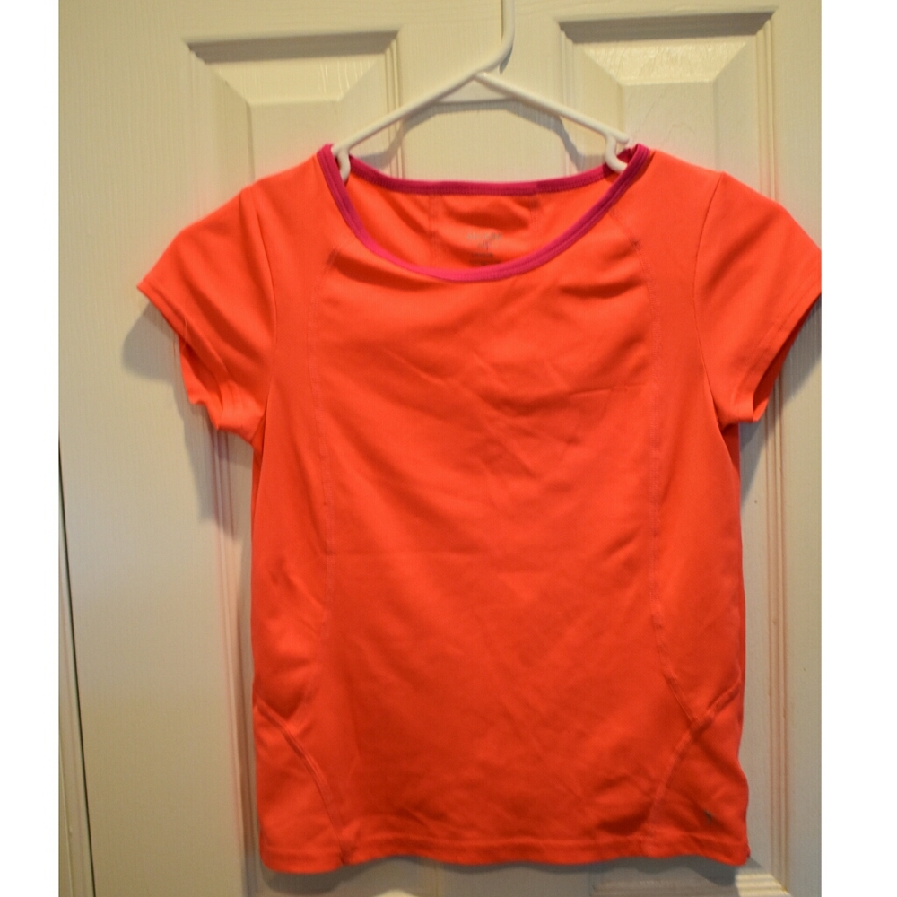 Danskin Workout Girl's Coral & Pink Fuchsia Activewear Dri More Tee | Large